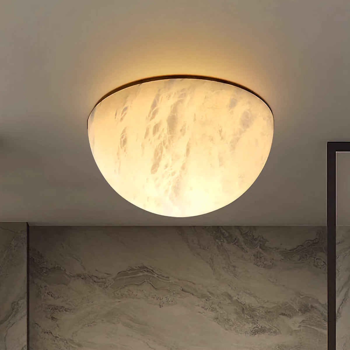 Alabaster Dome Flush Mount | Honed Solid-stone Ceiling Light Minimalist Japandi Hallway & Bedroom Casalolalights Luxury