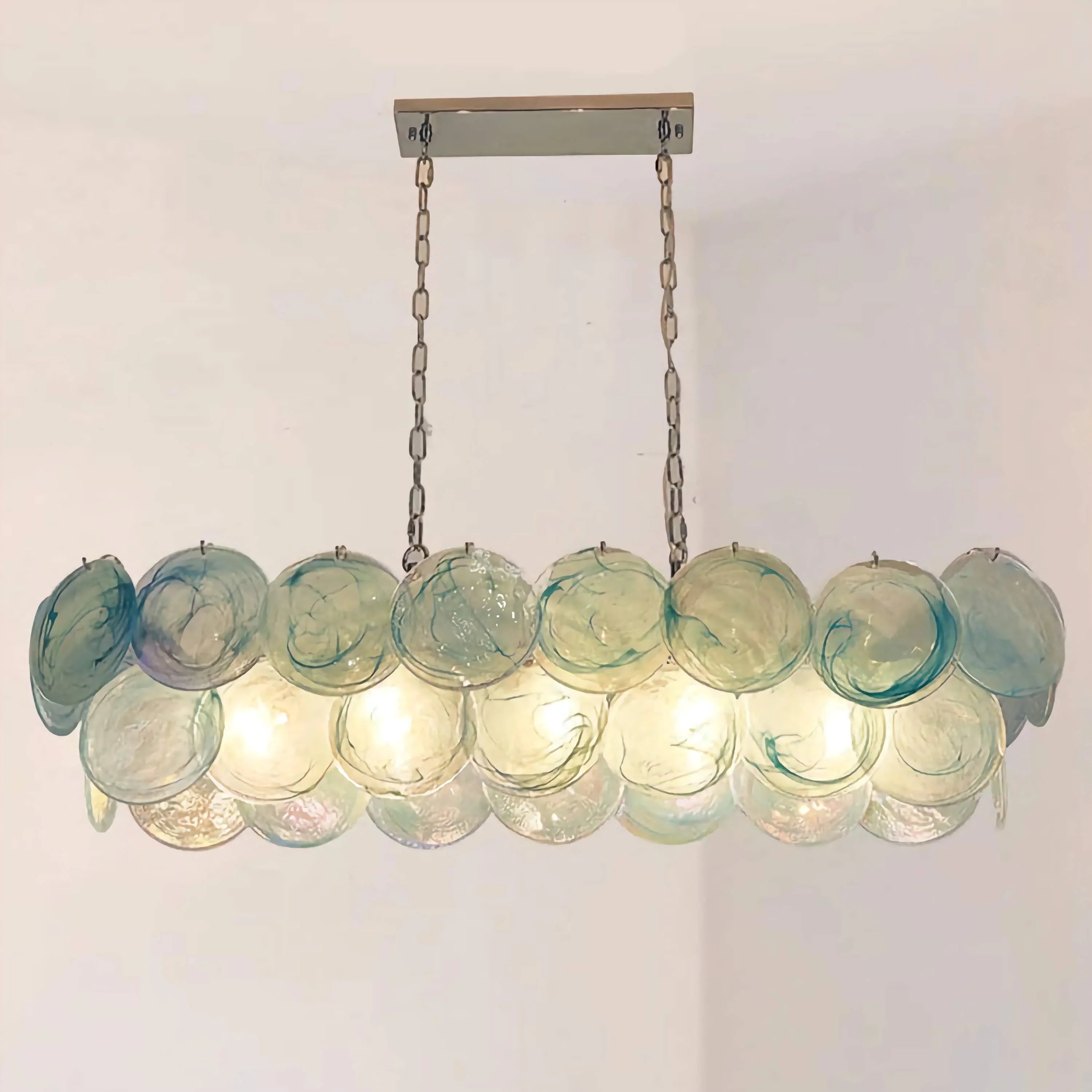 Glass Disc Chandelier – Linear Copper Hand-blown Pendant Light Casalolalights Luxury Lamps for Interior Designers