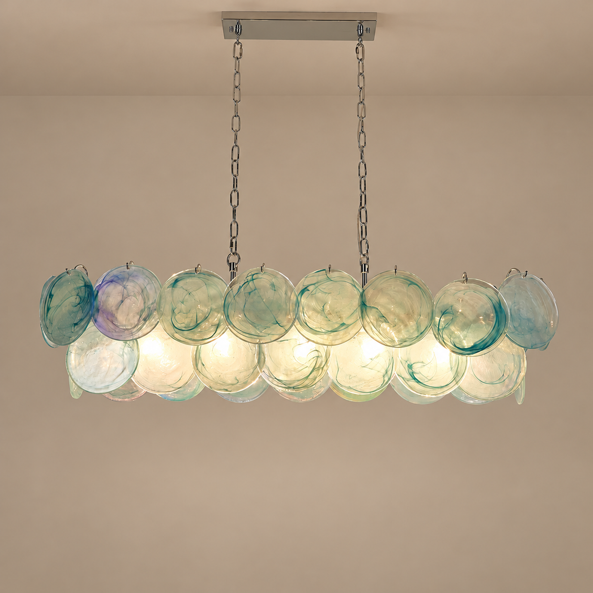 Iridescent Glass Linear Chandelier | Green | CLKJH025D