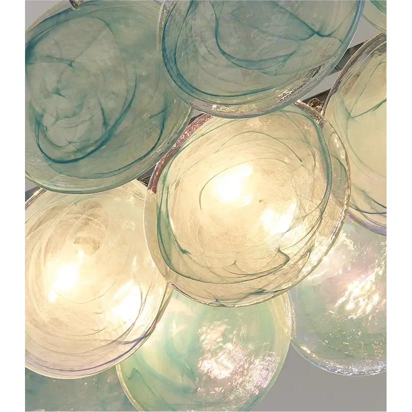Green Glass Disc Chandelier for Dining Room | 90cm 120cm Linear Copper Blue or Red Coastal Casalolalights Luxury Lamps