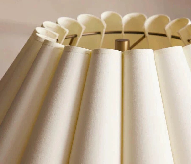 Japandi Wooden Pleated Shade Floor Lamp – Designer Minimalist Lighting