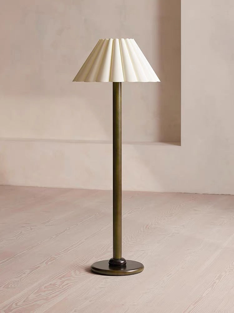 Japandi Wooden Pleated Shade Floor Lamp – Designer Minimalist Lighting