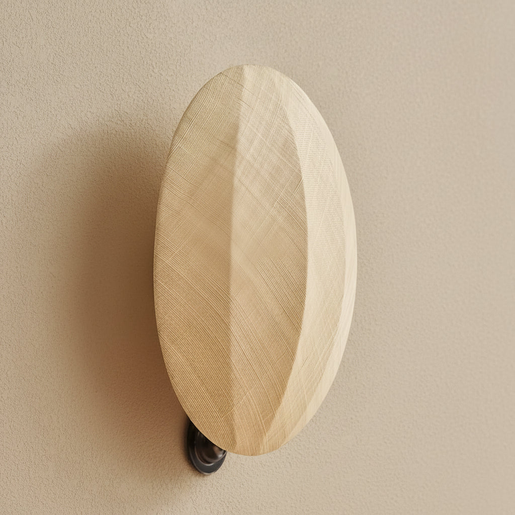 Solid Wood 20cm Disc Wall Sconce – Japandi Bedside & Hallway Led Light