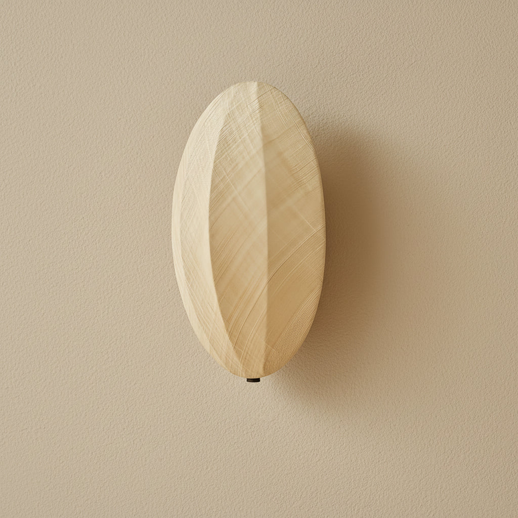 Solid Wood 20cm Disc Wall Sconce – Japandi Bedside & Hallway Led Light