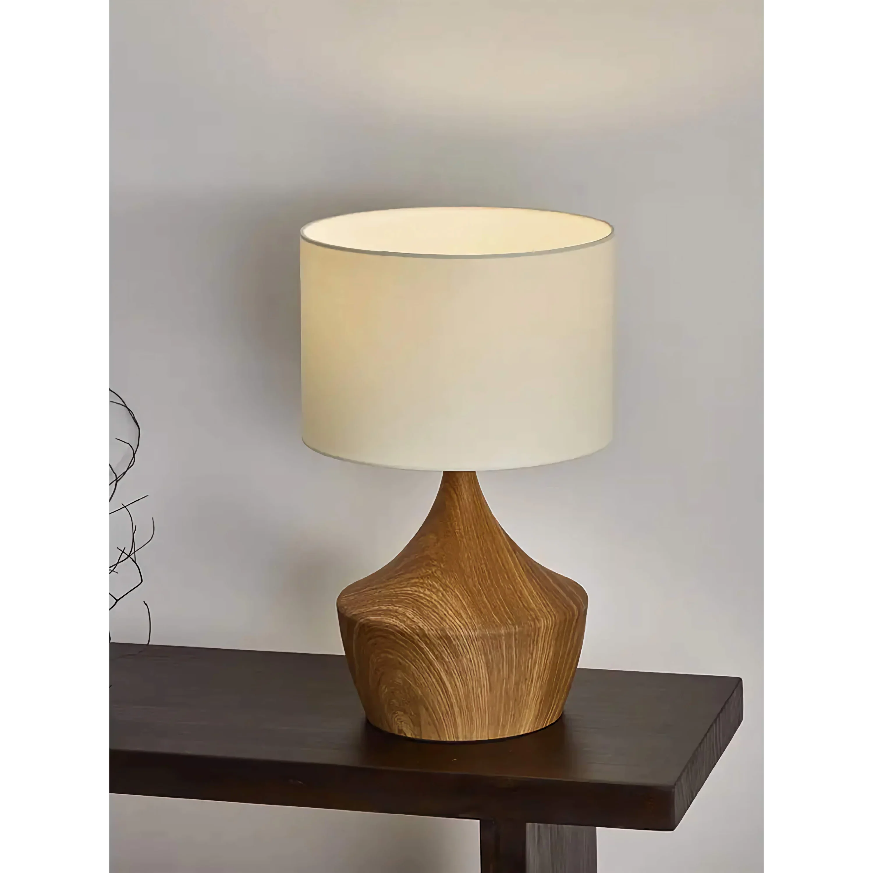 Solid Wood Sculptural Table Lamp with Fabric Shade | 49 Cm Designer Lighting Casalolalights Luxury Lamps for Interior
