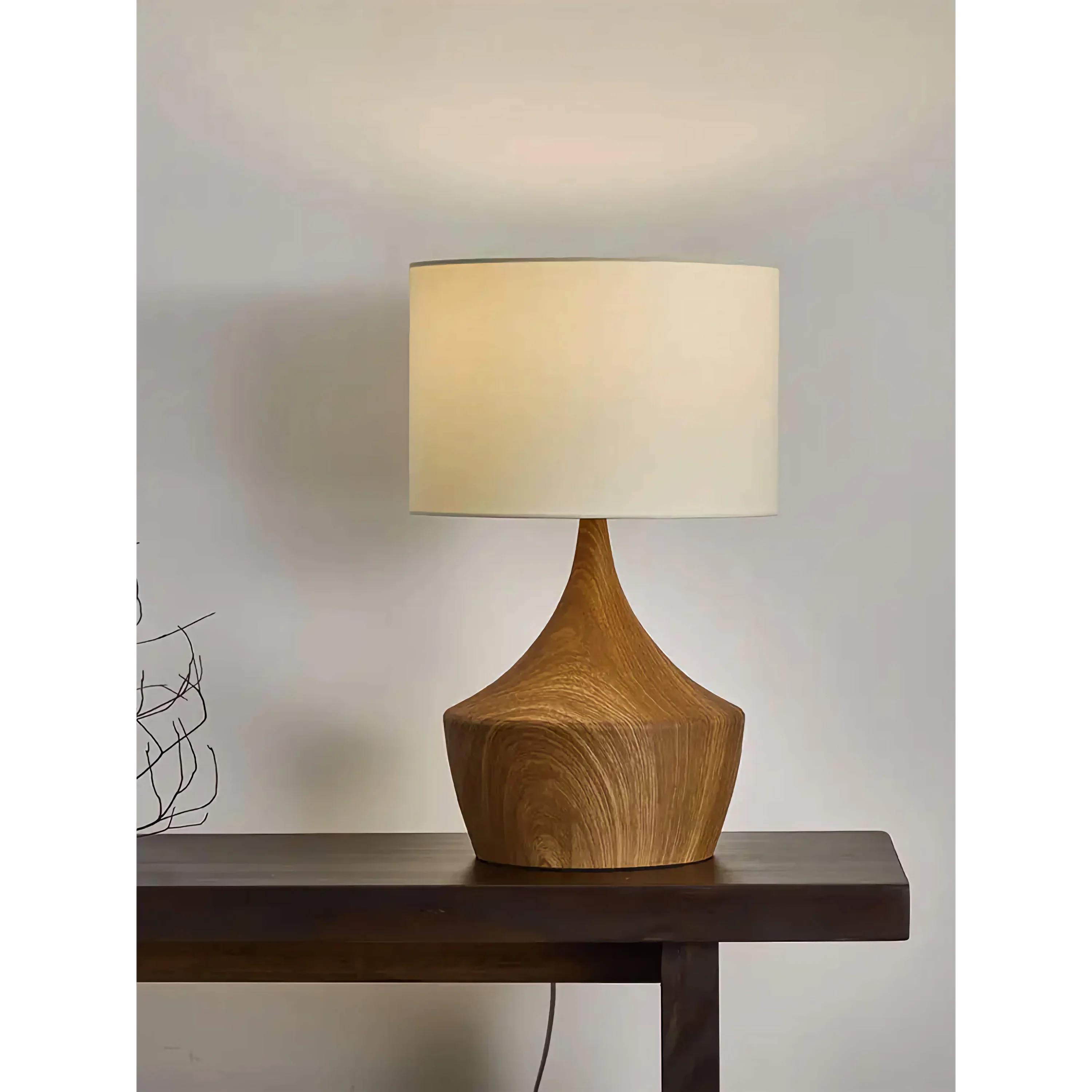 Solid Wood Sculptural Table Lamp with Fabric Shade | 49 Cm Designer Lighting Casalolalights Luxury Lamps for Interior