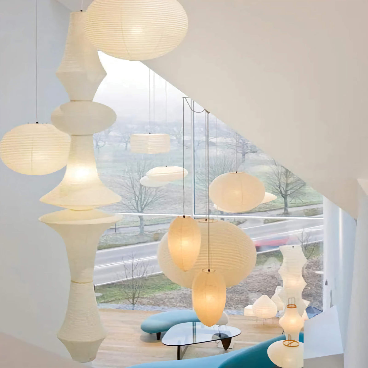 Japandi Paper Pendant Light | Washi Rice-paper Hanging Lamp Minimalist Living Room & Bedroom Casalolalights Luxury