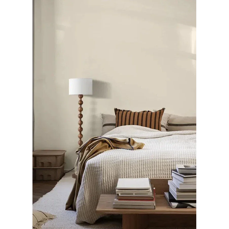 Wood Linen Table & Floor Lamp for Modern Minimalism Quiet Luxury Interior