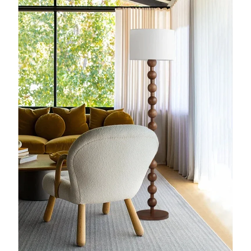Wood Linen Table & Floor Lamp for Modern Minimalism Quiet Luxury Interior