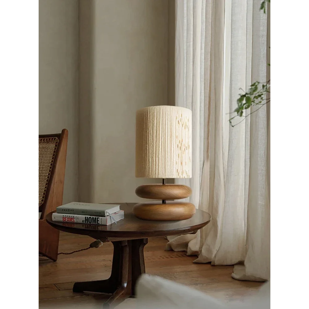 Japandi Lamp Creative Wood Table for Bedroom Living Room