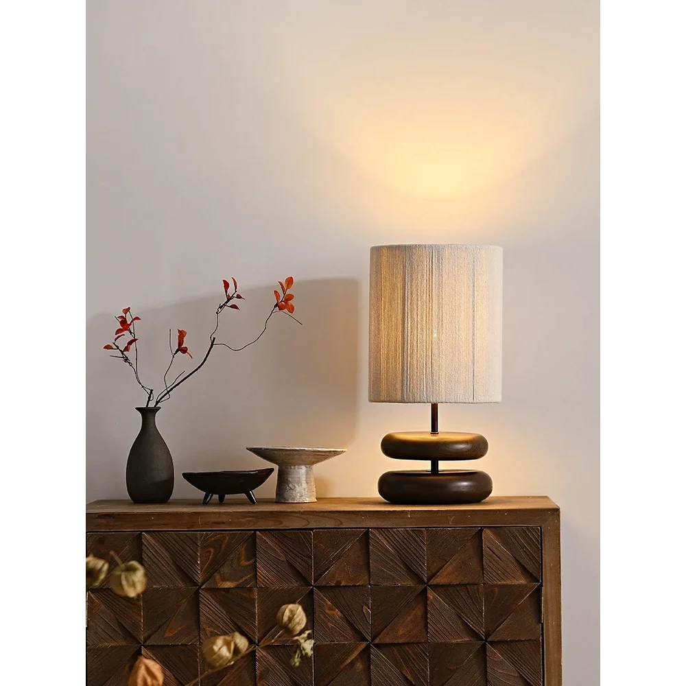 Japandi Lamp Creative Wood Table for Bedroom Living Room