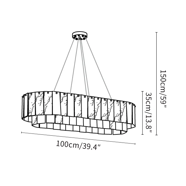 Oval Alabaster Tiered Chandelier | Racetrack Stone-panel Modern Organic Dining & Kitchen Casalolalights Luxury Lamps