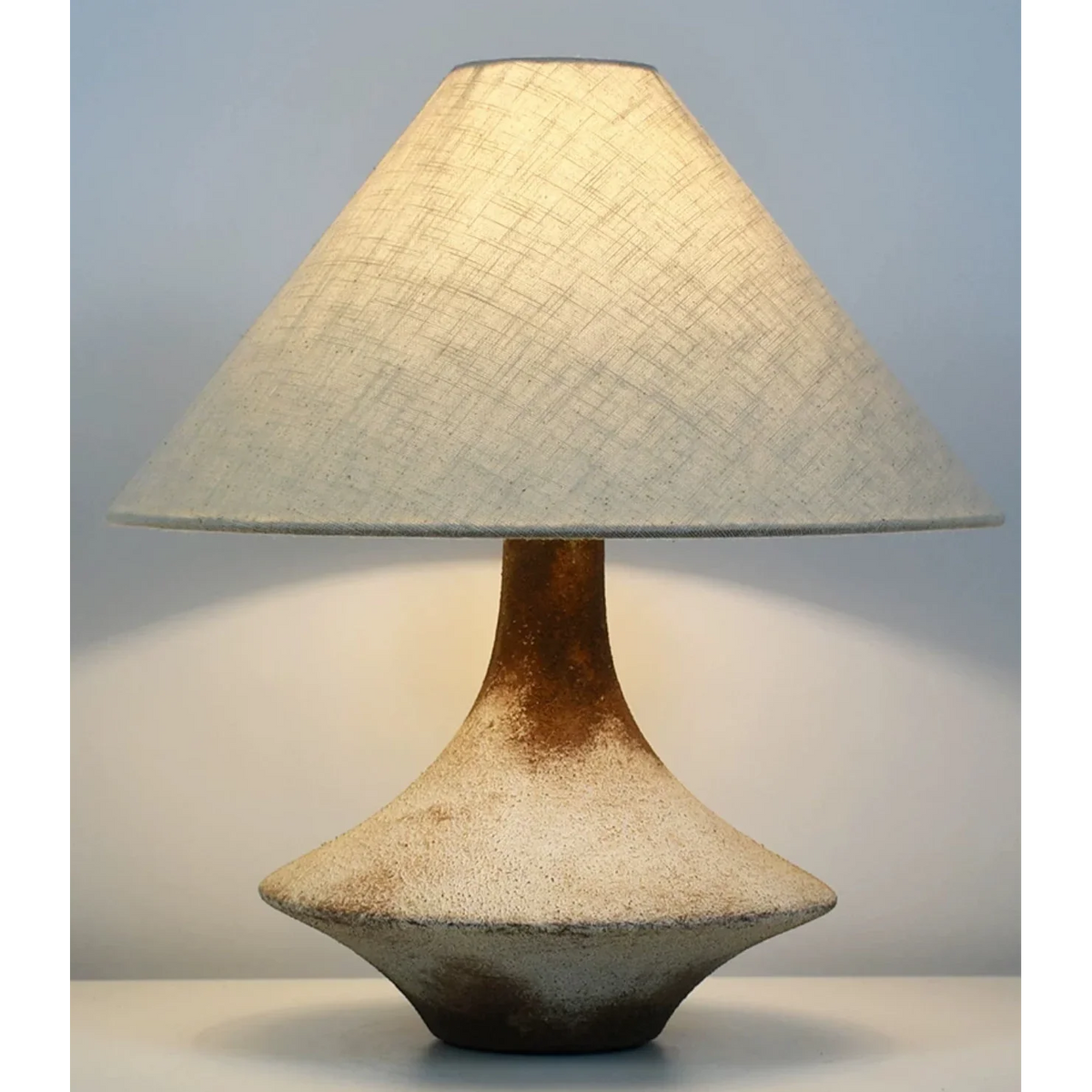 Ceramic Table Lamp 40cm | Wabi-sabi Earthenware & Linen Japandi Rustic Bedroom Casalolalights Luxury Lamps for Interior