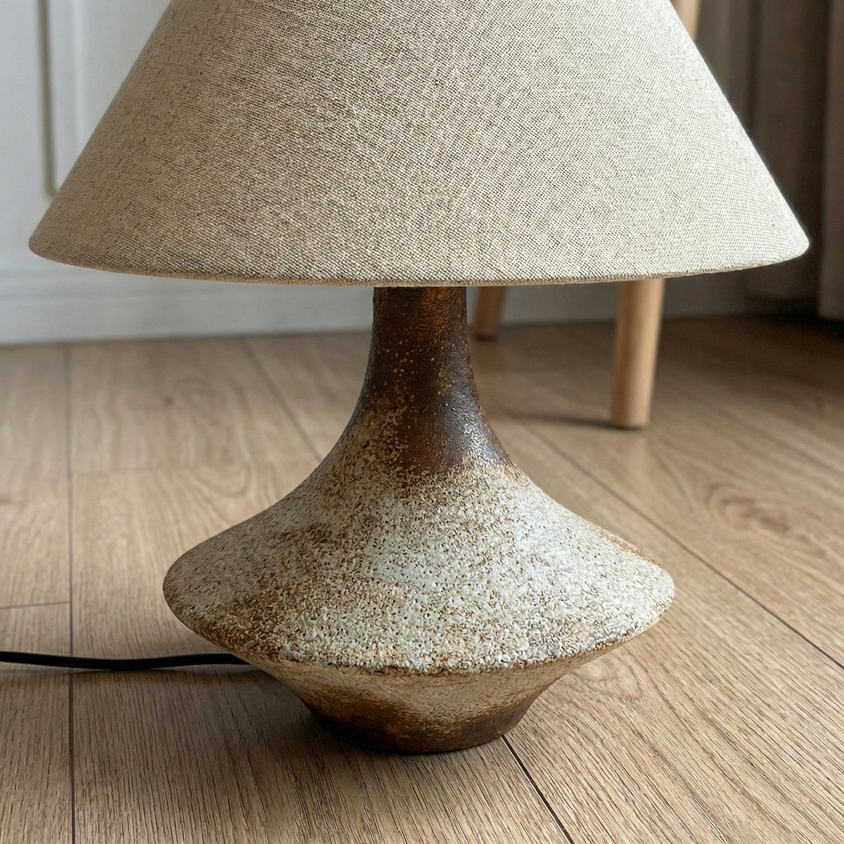 Ceramic Table Lamp 40cm | Wabi-sabi Earthenware & Linen Japandi Rustic Bedroom Casalolalights Luxury Lamps for Interior