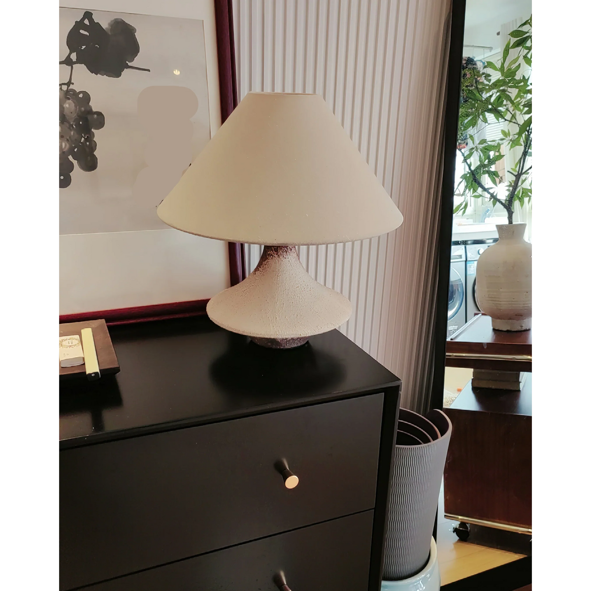 Ceramic Table Lamp 40cm | Wabi-sabi Earthenware & Linen Japandi Rustic Bedroom Casalolalights Luxury Lamps for Interior