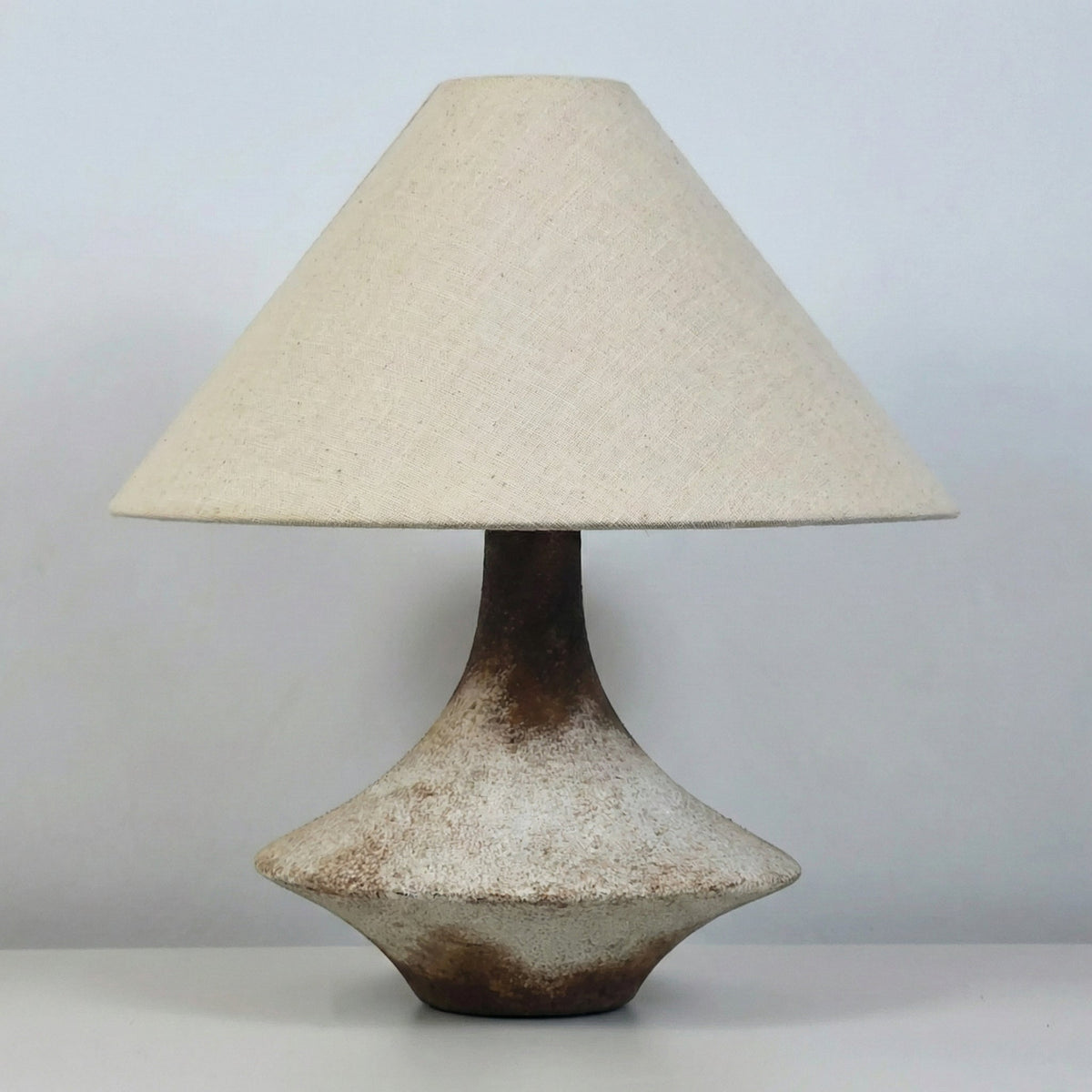 Ceramic Table Lamp 40cm | Wabi-sabi Earthenware & Linen Japandi Rustic Bedroom Casalolalights Luxury Lamps for Interior