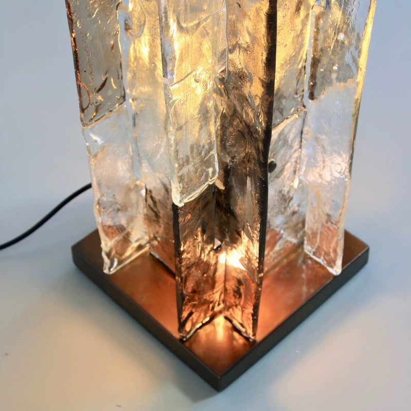 Textured Glass Column Floor Lamp Stainless Steel | Slim 26cm Profile 145cm Tall Warm 2700k Glow Casalola Lights Luxury