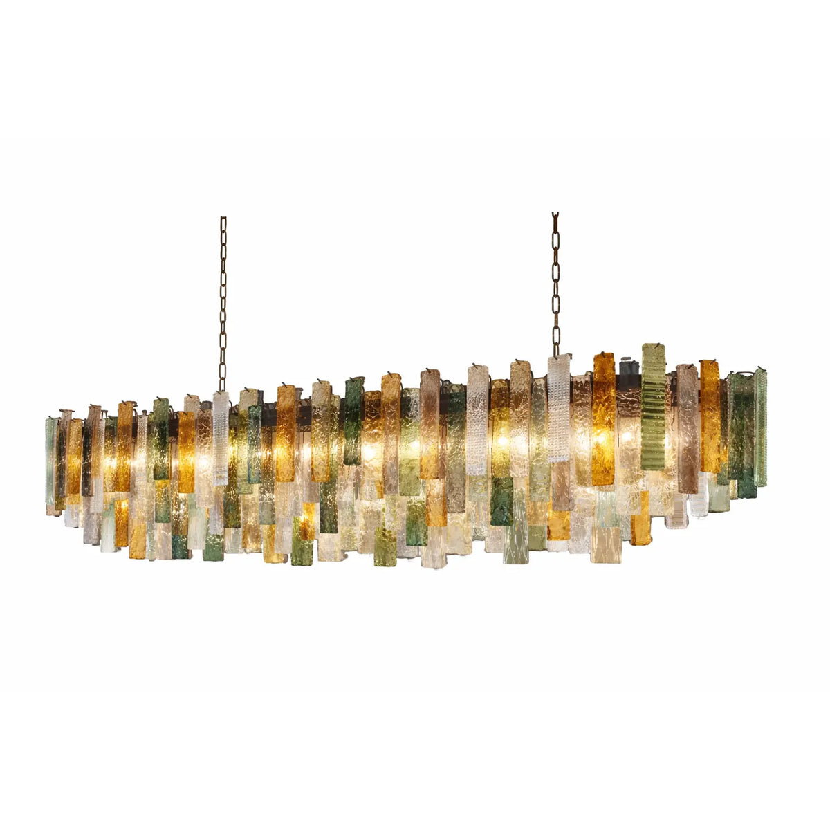 Murano Style Glass Strip Linear Chandelier Seven Colors | Extra Long for a Dining Table Brass Casalola Lights Luxury