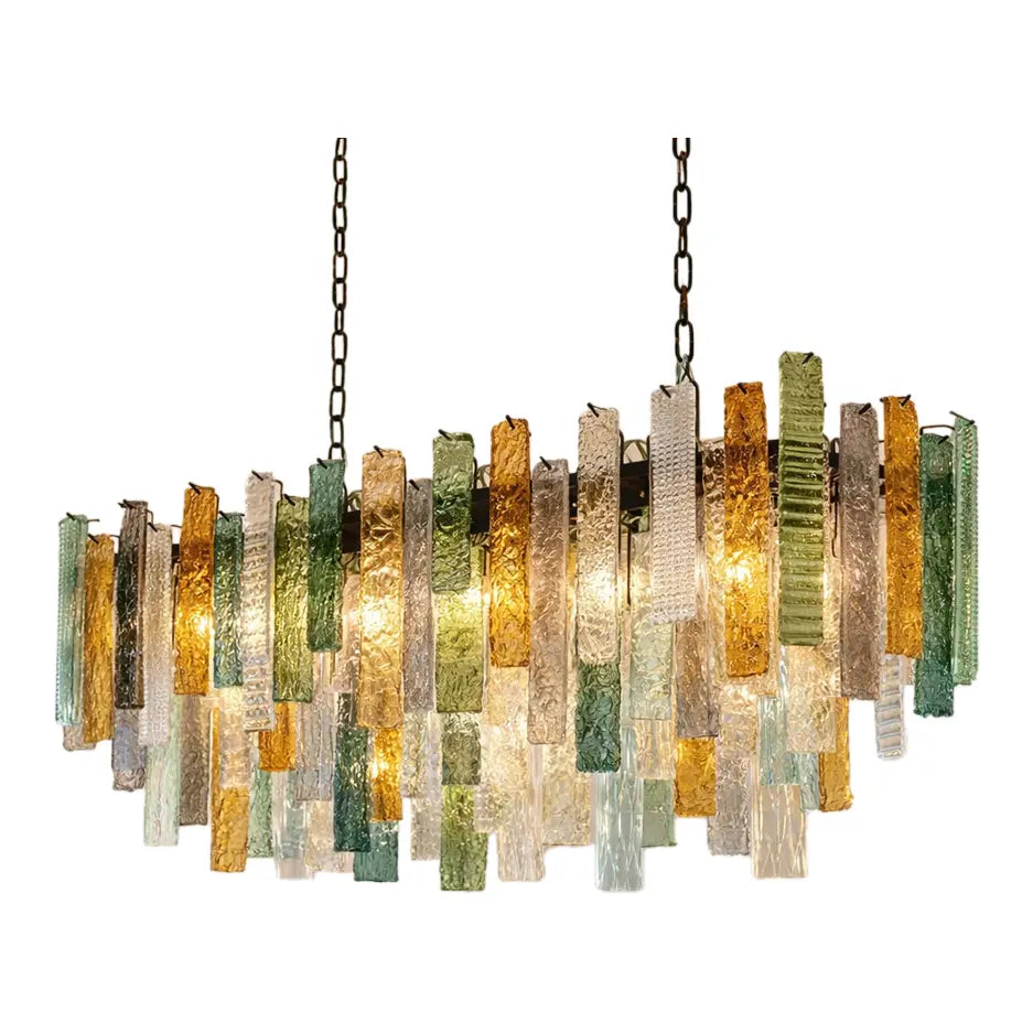 Italian Hand-blown Glass Linear Chandelier Multicolor with Solid Brass – Casalola Casalolalights Luxury Lamps