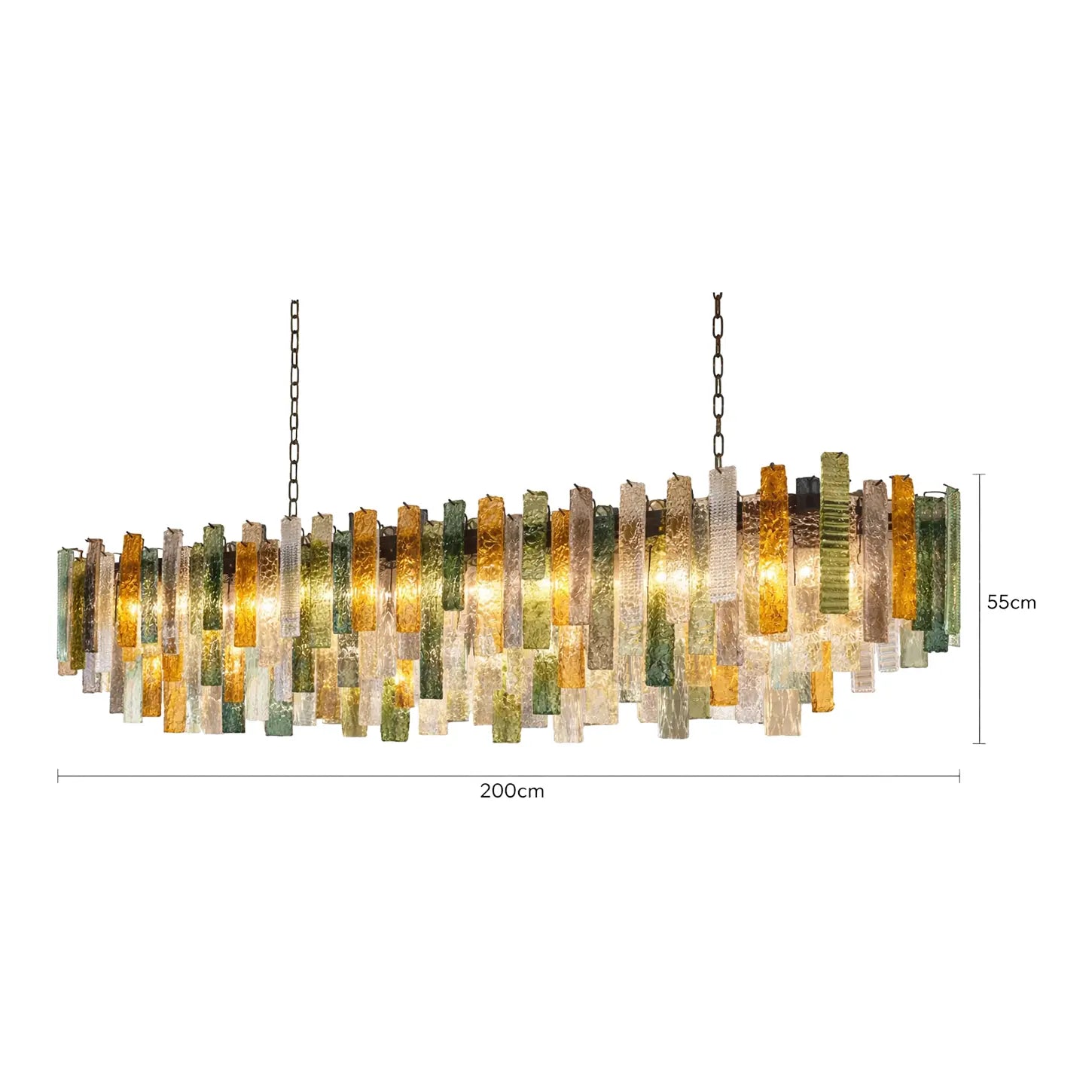 Italian Hand-blown Glass Linear Chandelier Multicolor with Solid Brass – Casalola Casalolalights Luxury Lamps