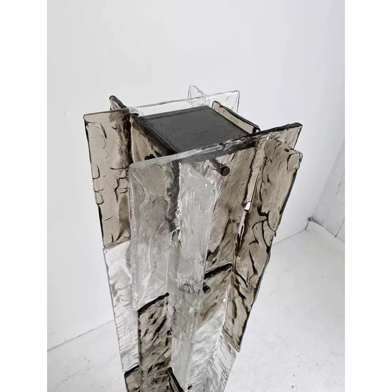 Murano Glass Column Floor Lamp Brutalist Light Totem Stainless Steel Base 145cm