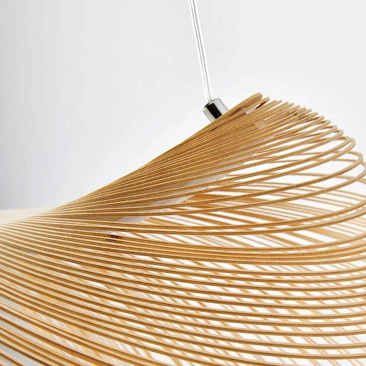 Laser-cut Plywood Pendant Light 40-80cm | Organic Wood Ribbon Hanging Lamp Scandinavian Dining & Living Casalolalights