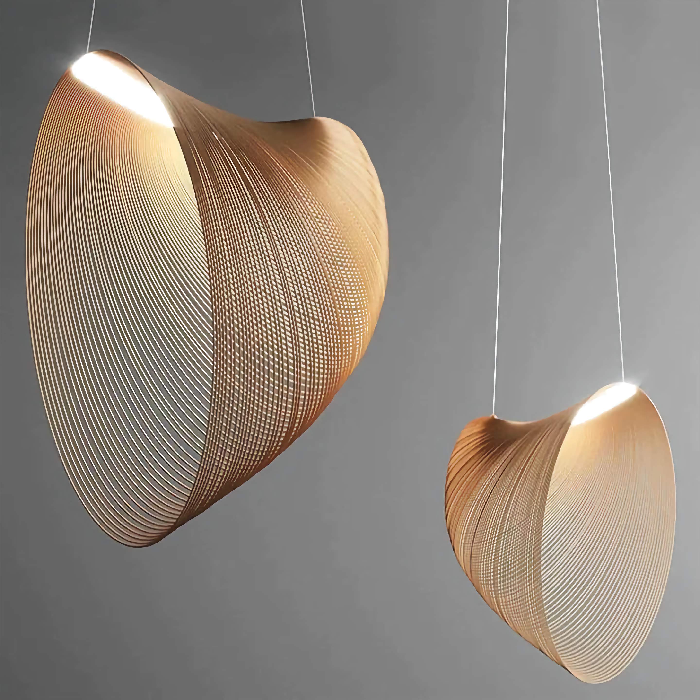 Laser-cut Plywood Pendant Light 40-80cm | Organic Wood Ribbon Hanging Lamp Scandinavian Dining & Living Casalolalights