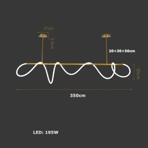 Luke Linear Ceiling Lamp | Silicone Flexible Led Pendant Light | Modern Dining Room