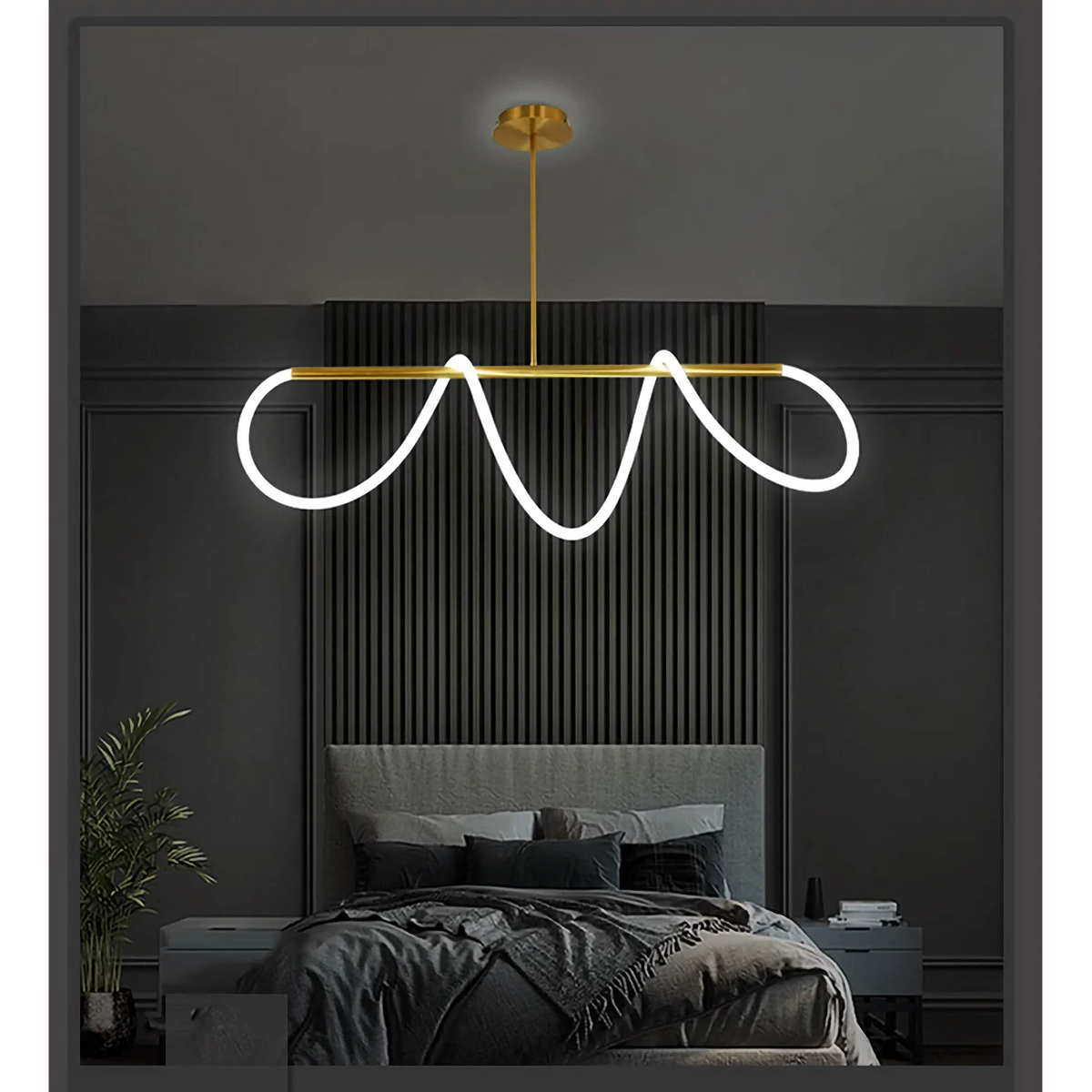 Led Tube Ceiling Light | Curved Acrylic Semi-flush 60-350cm Gold Chrome or Black Minimalist Casalolalights Luxury Lamps