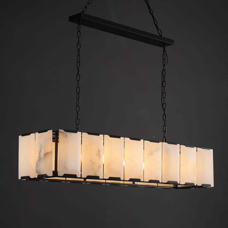 Linear Alabaster Chandelier for Dining Room | 100cm 120cm Black Stainless or Brass Industrial Casalolalights Luxury