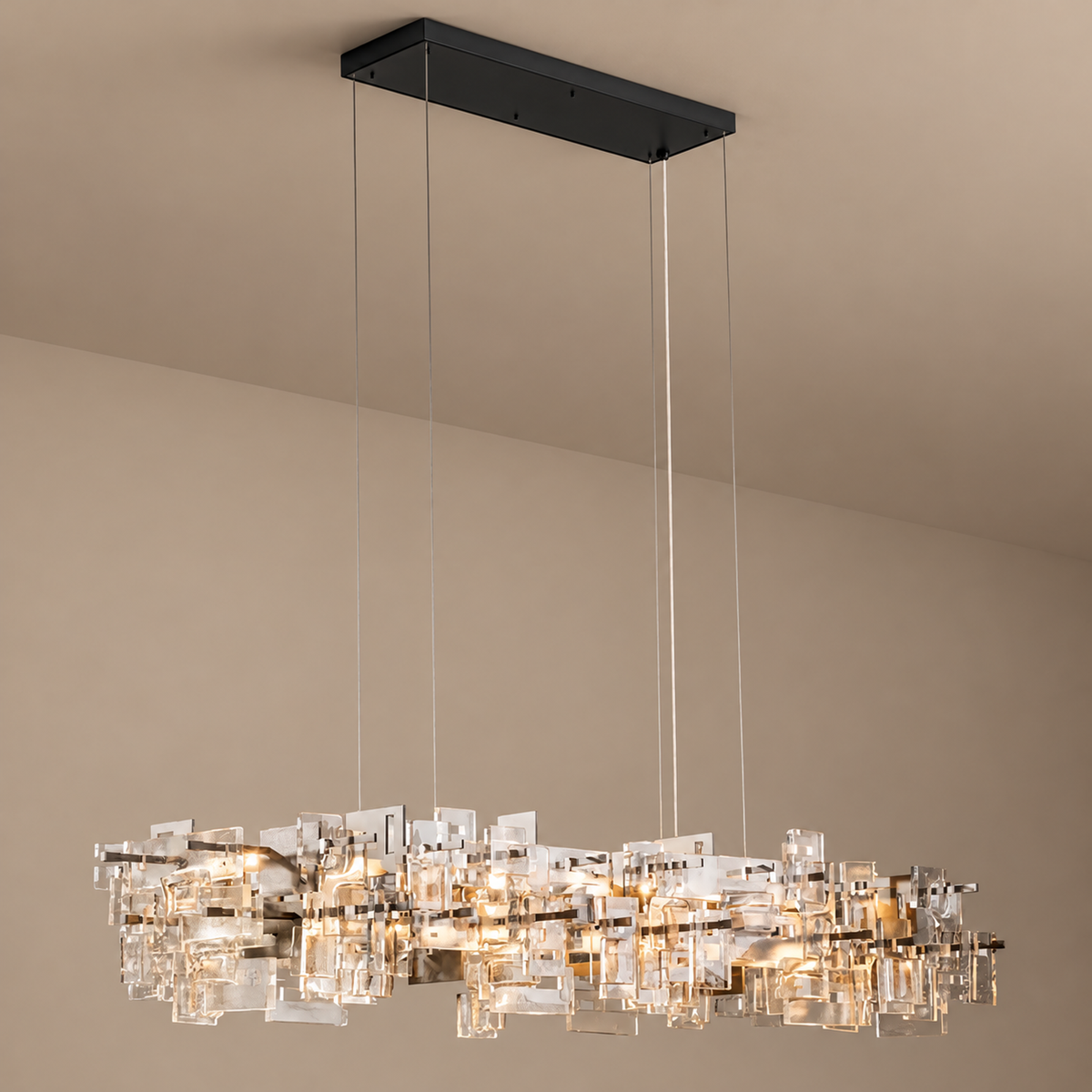 Art Deco Chandelier - Prismatic Linear Glass Casalola Lights Luxury Lamps for Interior Designers