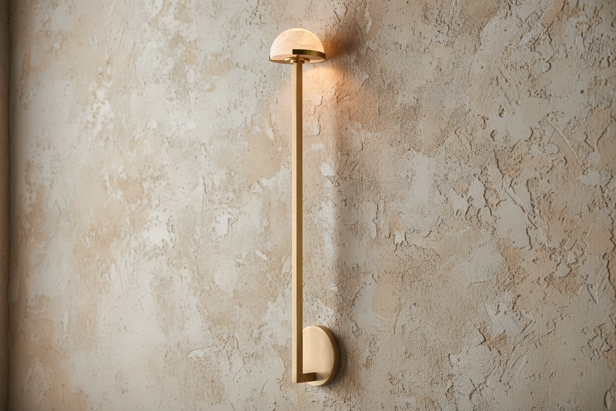 Linear Copper & Alabaster Wall Sconce 66cm | Tall Vertical Stone Modern Minimalist Hallway Bedroom Casalolalights