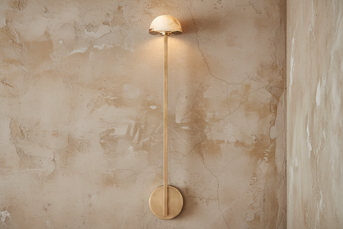 Linear Copper & Alabaster Wall Sconce 66cm | Tall Vertical Stone Modern Minimalist Hallway Bedroom Casalolalights