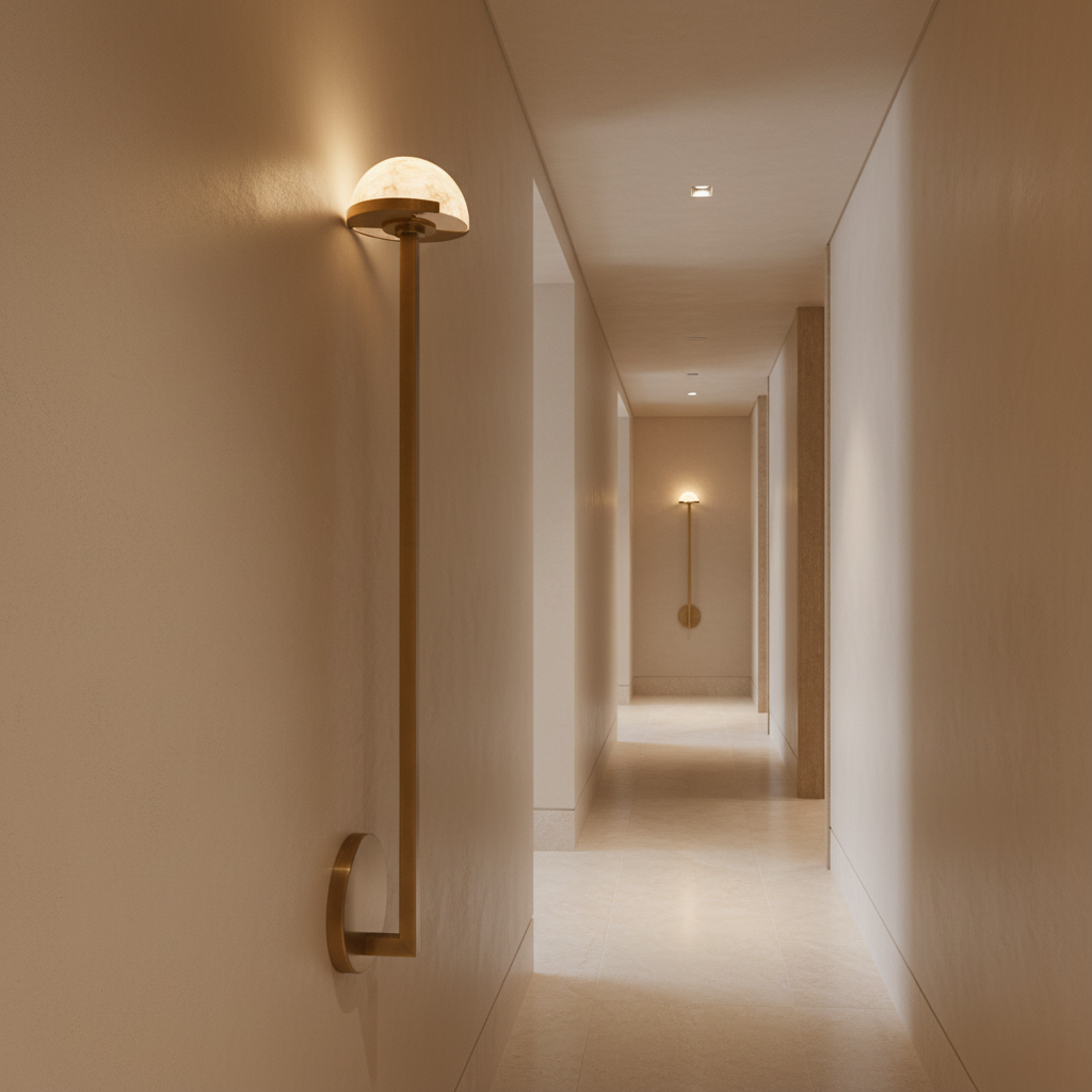 Linear Copper & Alabaster Wall Sconce 66cm | Tall Vertical Stone Modern Minimalist Hallway Bedroom Casalolalights