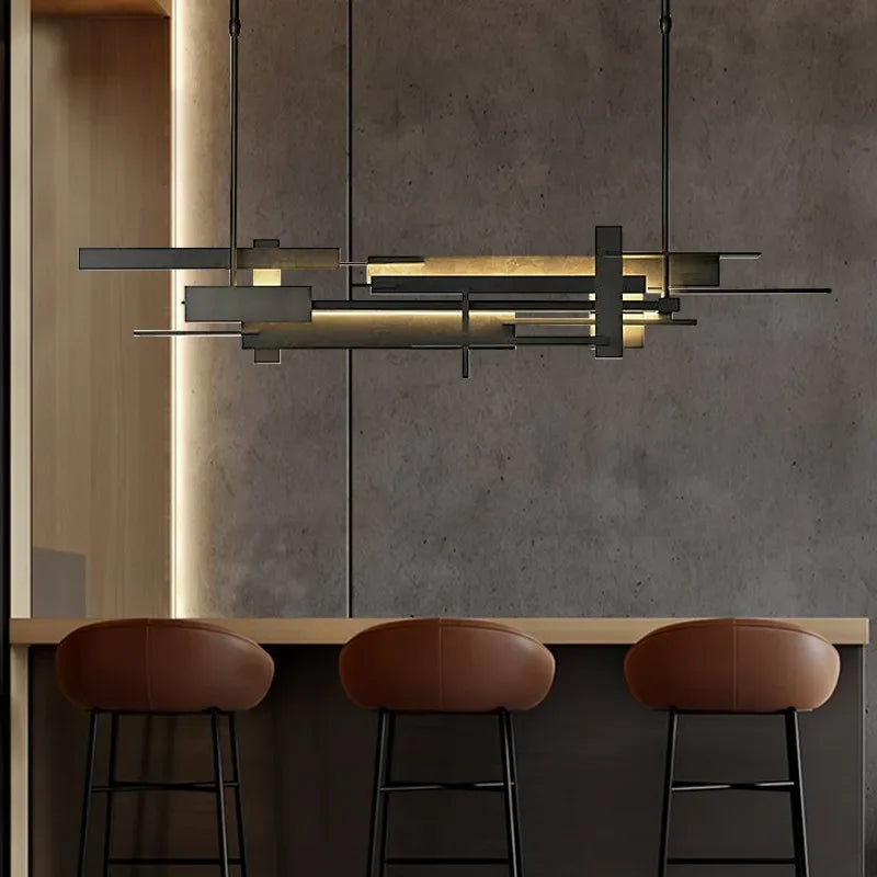 Linear Led Chandelier | Geometric Steel Light Modern Minimalist Dining Room Kitchen & Living Casalolalights Luxury