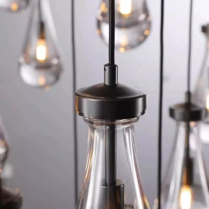 Raindrop Glass Chandelier – Luxury Linear Copper Cascade Light Casalolalights Luxury Lamps for Interior Designers