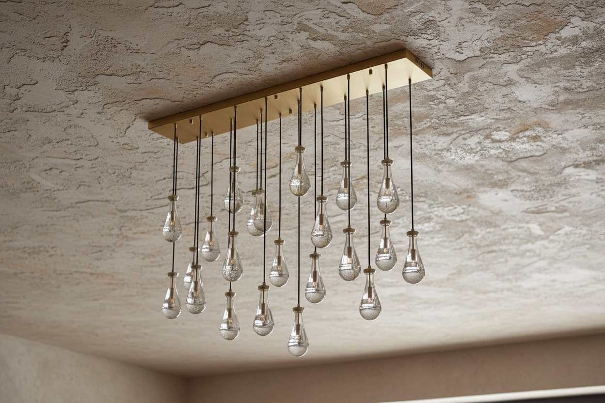 Raindrop Glass Chandelier – Luxury Linear Copper Cascade Light Casalolalights Luxury Lamps for Interior Designers