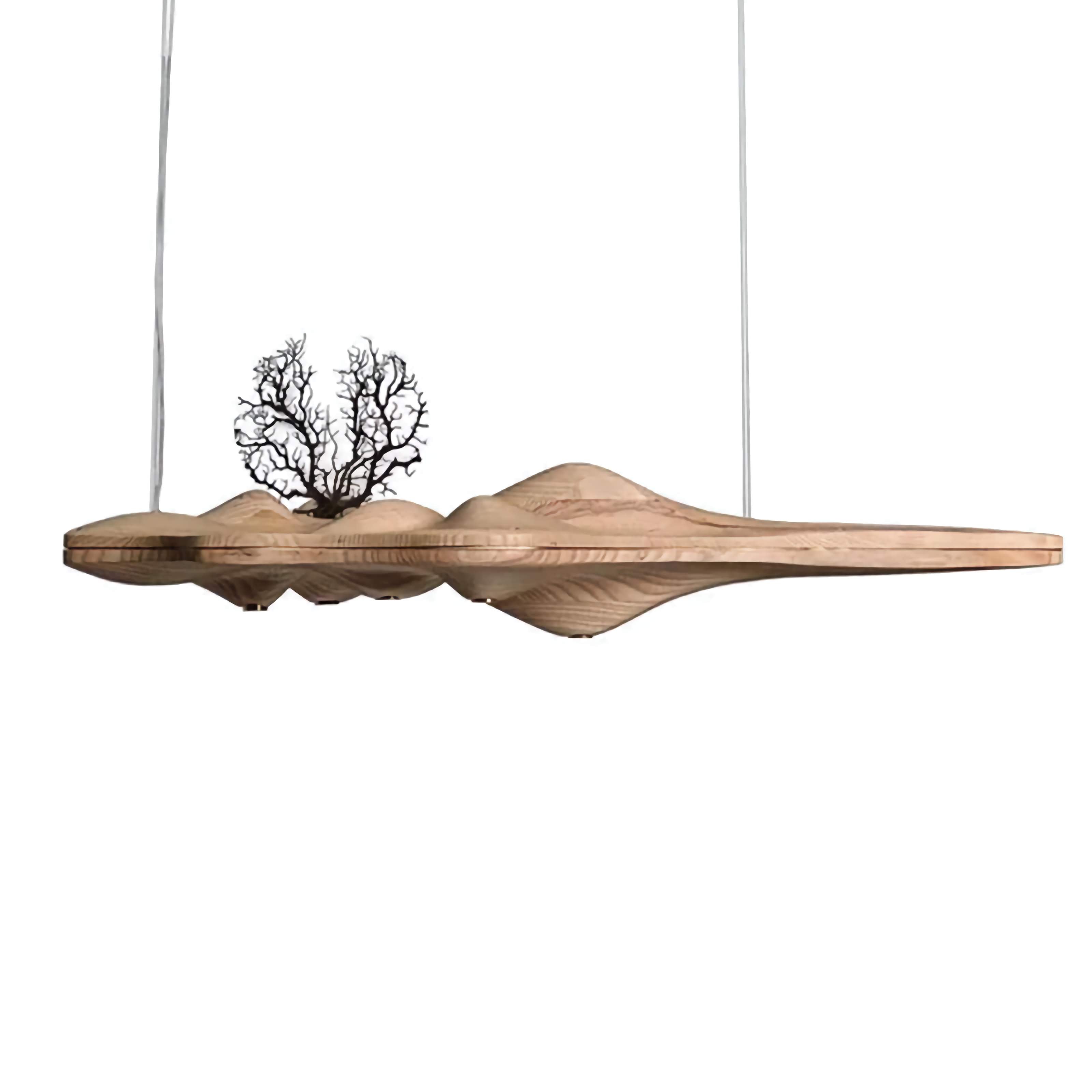 Linear Wood Chandelier 125cm | Handcrafted Walnut & Ash Landscape Ceiling Light 5-light Dining Kitchen Casalolalights