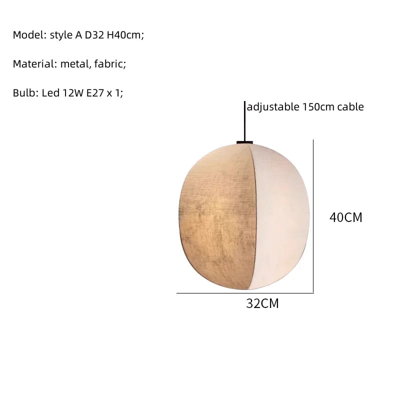 Linen Globe Pendant Light | Natural Beige Fabric Hanging Lamp Coastal Organic Modern Kitchen & Dining Casalolalights