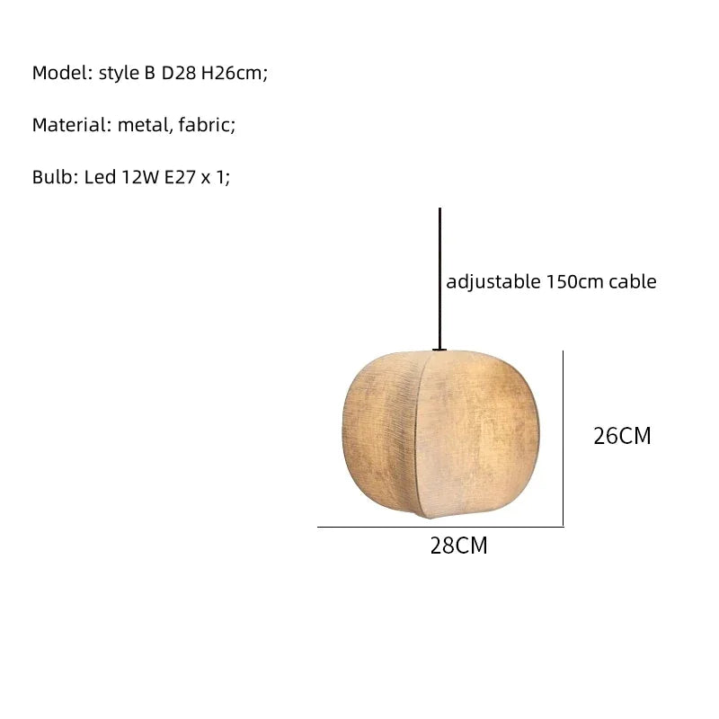 Linen Globe Pendant Light | Natural Beige Fabric Hanging Lamp Coastal Organic Modern Kitchen & Dining Casalolalights
