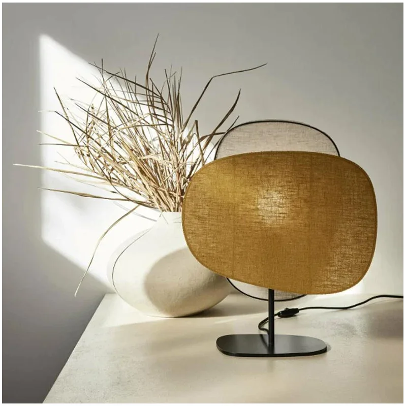 French Linen Table Lamp | Minimalist Earth Tones Design | Quiet Luxury Interior