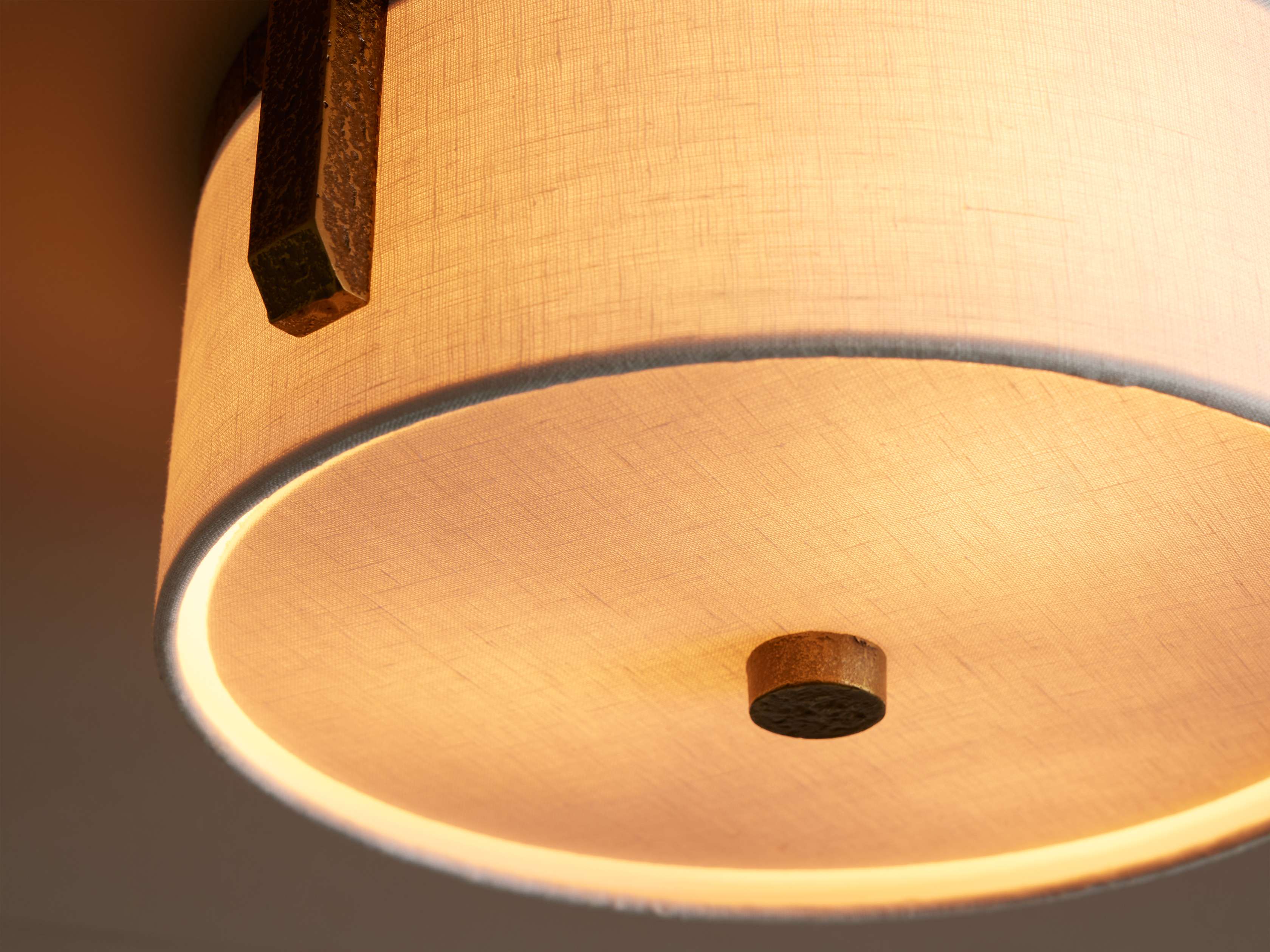 Linen Shade and Brass Flush Mount Ceiling Light Soft Bedroom Hallway or Low Lighting Fixture Casalolalights Luxury