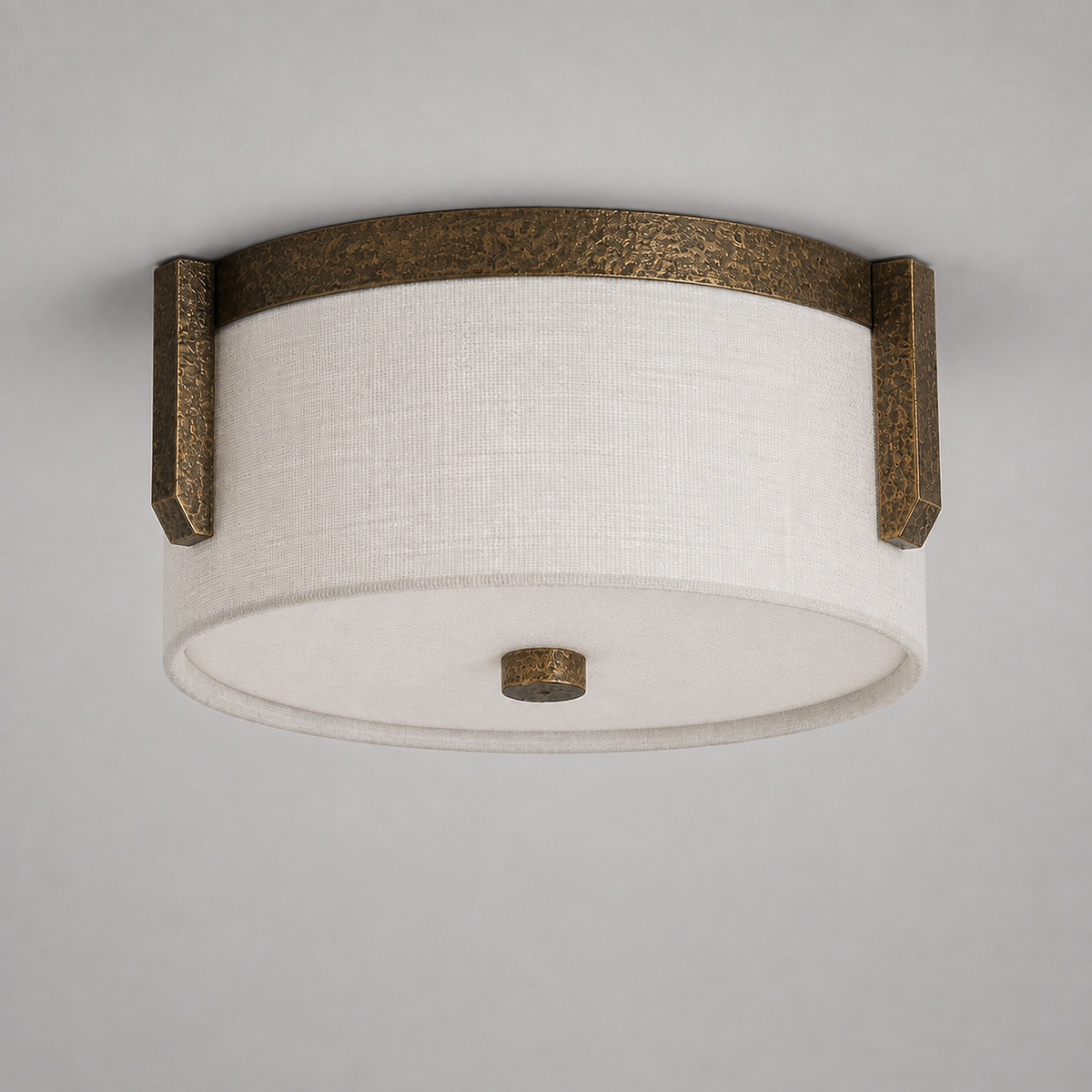 Linen & Brass Flush Mount Ceiling Light for Bedroom | Low Hallway Japandi Modern Casalolalights Luxury Lamps Interior