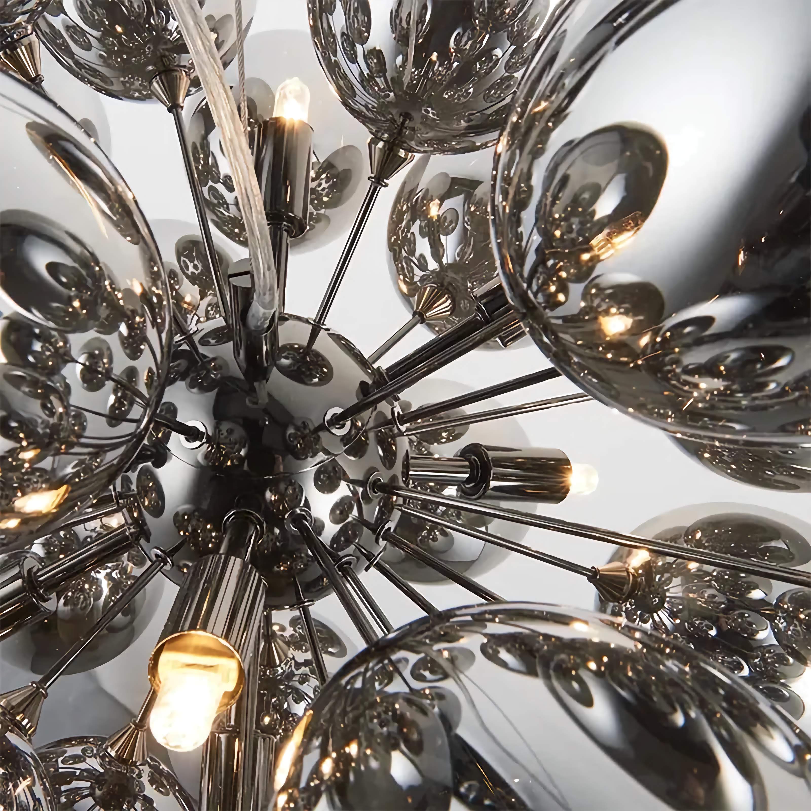 Black Grape Glass Chandelier | Luxury Interior Designer Ceiling Light Fixtures for Dining Room Kitchen
