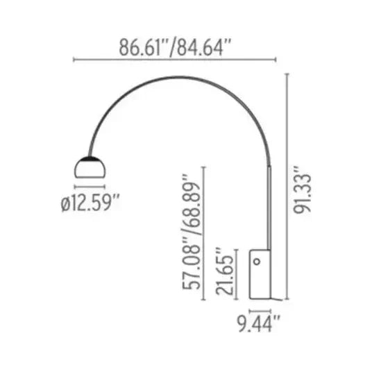 Solid Carrara Marble Arc Floor Lamp | Mid-century Modern Italian Design | 240cm Extra Large Arched | Casalola Lights