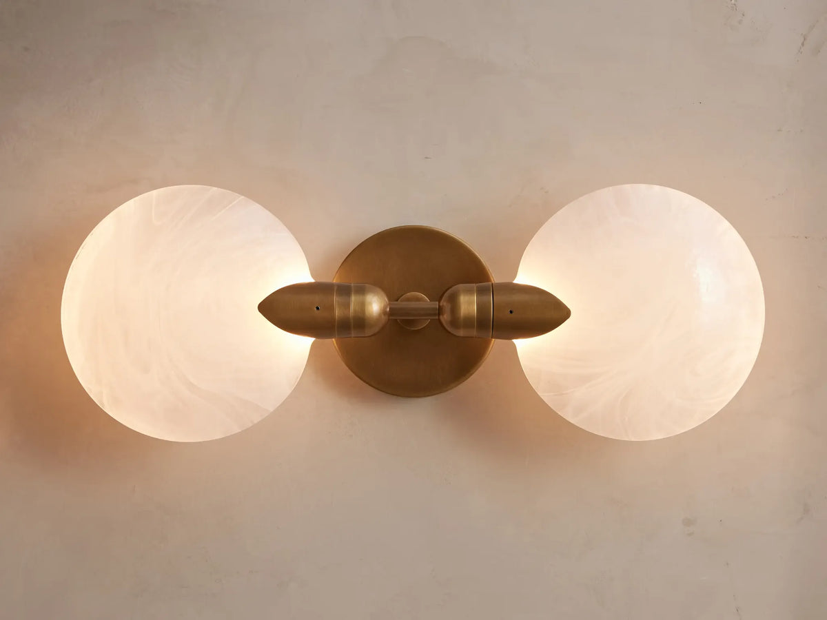 Brass & White Glass Double Wall Sconce | Luna Doppia Casalola Lights Luxury Lamps for Interior Designers