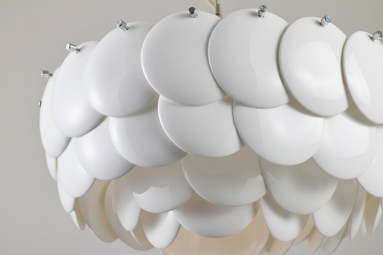 Luxurious Round Chandelier | Layered Scale Pattern | Glass or Ceramic | White | Semi-flush Mount Casalolalights Luxury