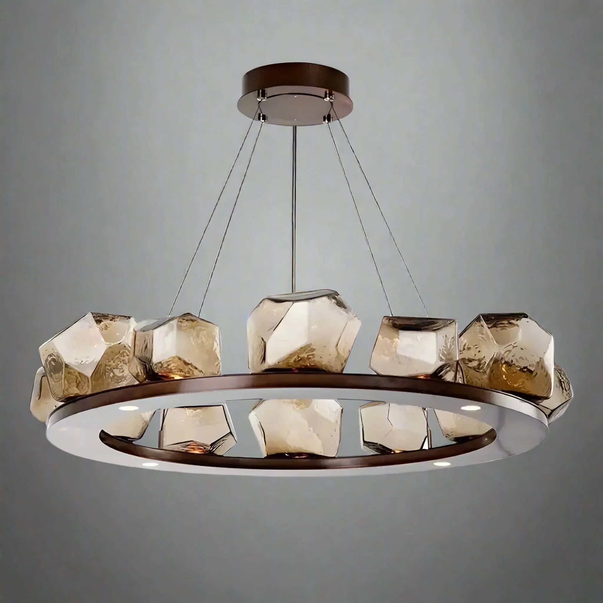 Luxury Crystal Ring Chandelier – Copper Led Modern Statement Light Casalolalights Luxury Lamps for Interior Designers