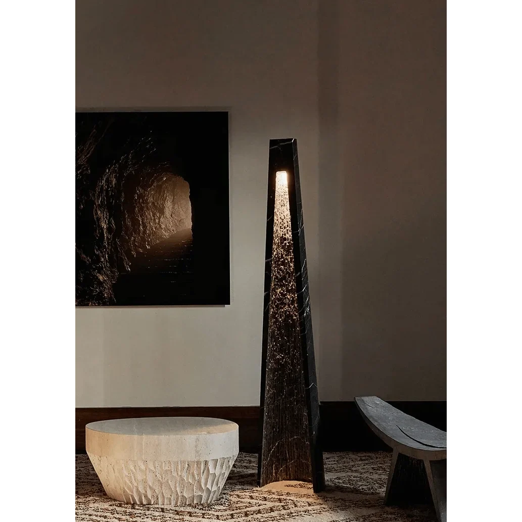 Marble-look Floor Lamp 165cm | Black Resin Column Standing Modern Minimalist Living & Study Casalolalights Luxury Lamps