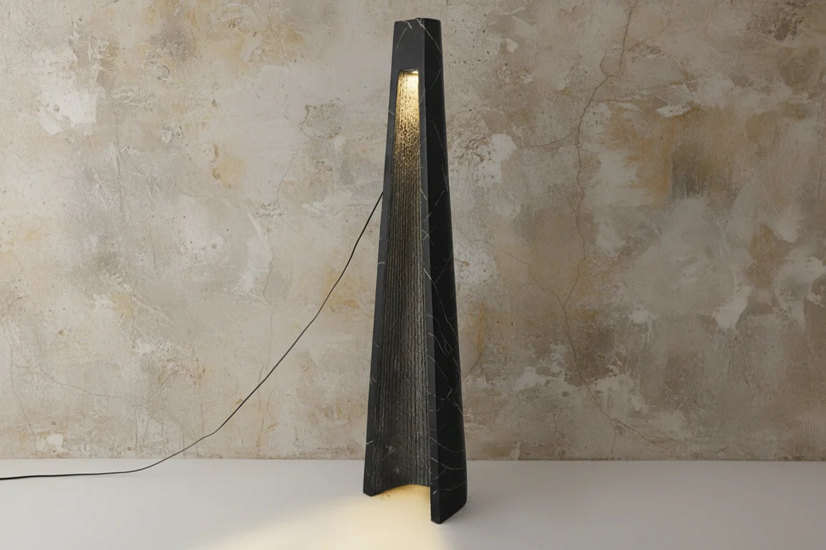 Marble-look Floor Lamp 165cm | Black Resin Column Standing Modern Minimalist Living & Study Casalolalights Luxury Lamps